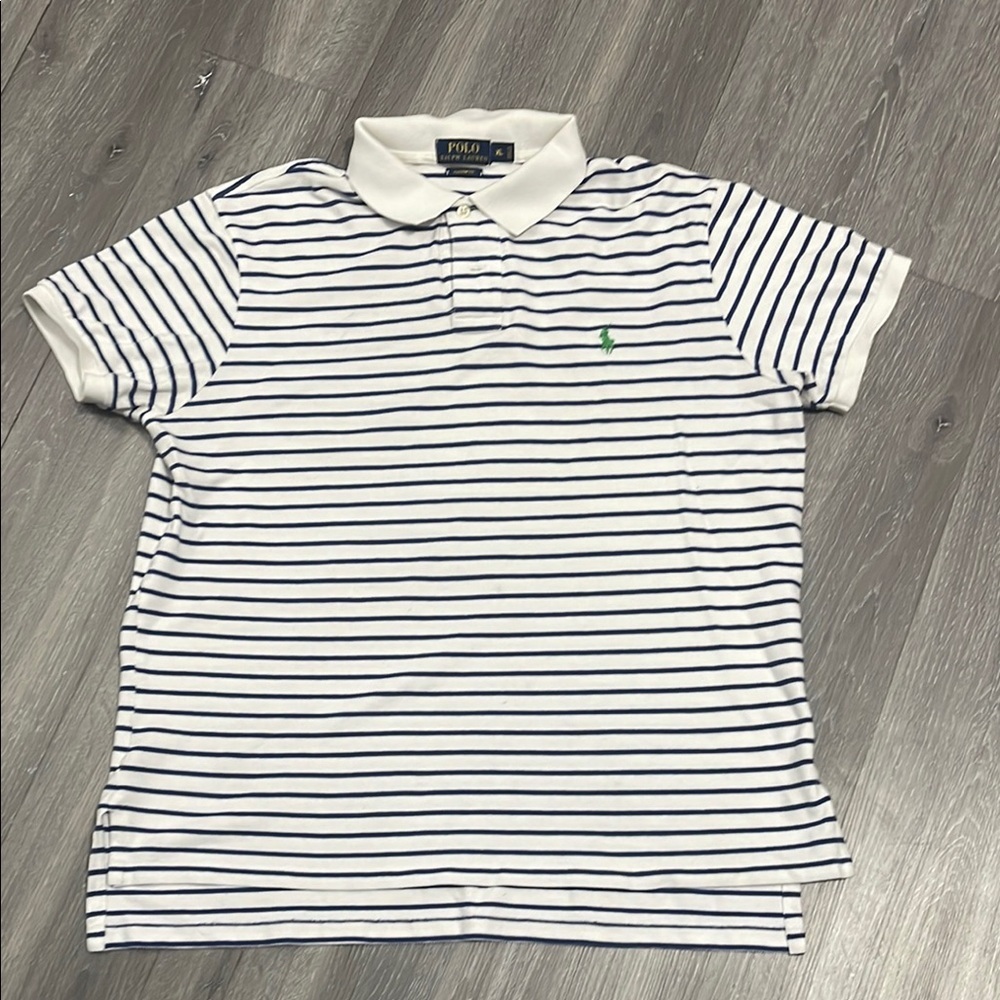 Polo by Ralph Lauren Classic White and Blue Polo Shirt size XL
